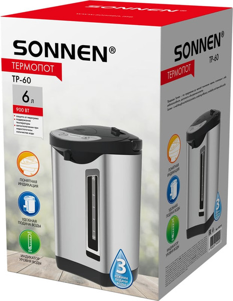 Изображение товара Термопот Sonnen TP-60 / 456713 (черный/серебряный)