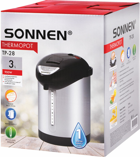 Изображение товара Термопот Sonnen TP-28 / 456712 (черный/серебряный)