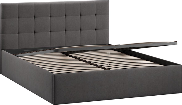 Изображение товара Двуспальная кровать ТриЯ Джоли Универсальная с ПМ Тип 1 160x200 (велюр, графит)