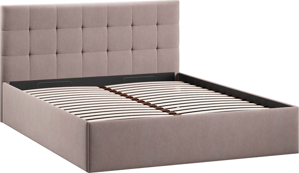 Изображение товара Двуспальная кровать ТриЯ Джоли Универсальная с ПМ Тип 1 160x200 (велюр, мокко темный)