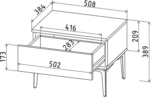 Изображение товара Прикроватная тумба Интерлиния Linea-01 (дуб гринвич/черный)