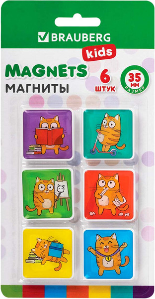 Изображение товара Набор магнитов Brauberg Kids. Кот-энтузиаст / 272514 (6шт)