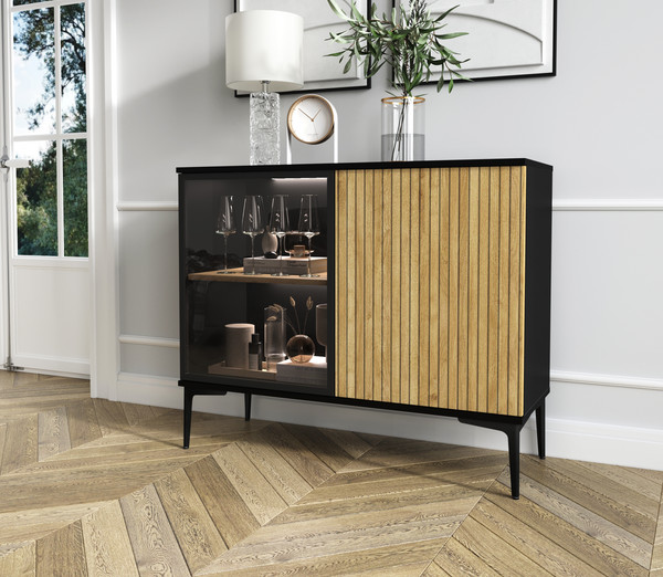 Изображение товара Тумба Интерлиния Linea-06 с подсветкой (дуб гринвич/черный)