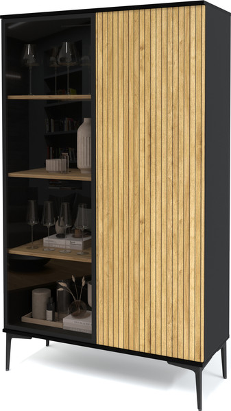 Изображение товара Шкаф с витриной Интерлиния Linea-13 (дуб гринвич/черный)