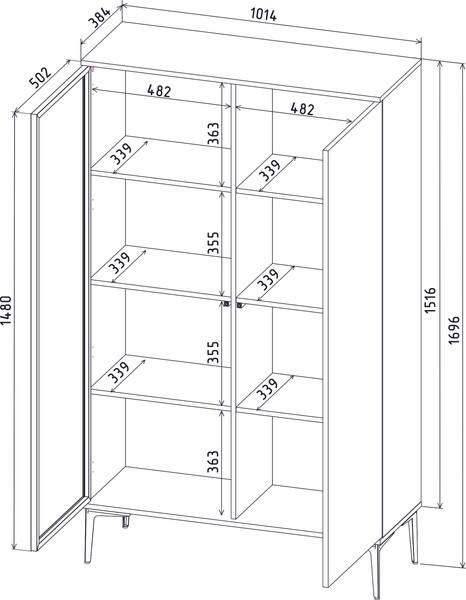 Изображение товара Шкаф с витриной Интерлиния Linea-13 (дуб гринвич/черный)