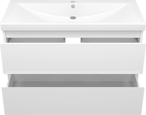 Изображение товара Тумба с умывальником Misty Алиса 100 / Э-Али01100-011П2Я+10.150.01000.001 (подвесная)