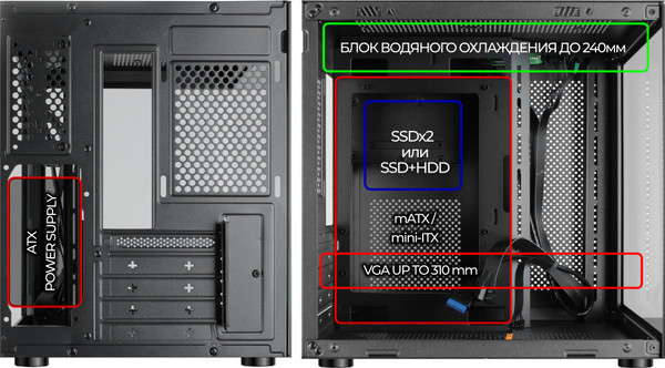 Изображение товара Корпус для компьютера Ginzzu V100 (черный)