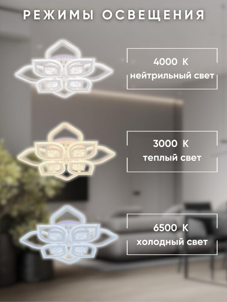 Изображение товара Люстра Aitin-Pro L29403/4+4 (белый RGB)