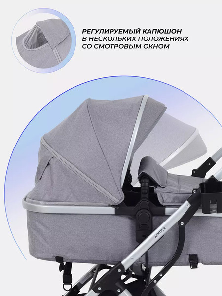 Изображение товара Детская универсальная коляска MOWbaby Jasper 3 в 1 / MB022 (Silver Grey)