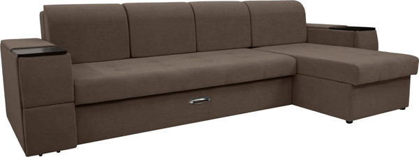 Изображение товара Диван угловой Сириус Лидер-13 с оттоманкой НПБ 330x165 (Eva 26 велюр коричневый)
