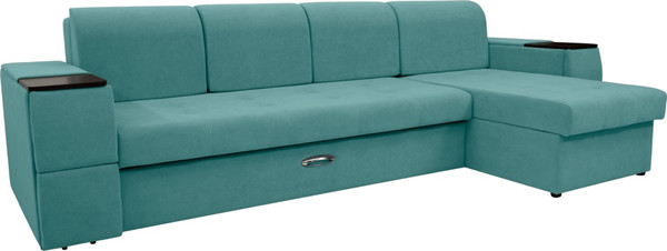 Изображение товара Диван угловой Сириус Лидер-13 с оттоманкой НПБ 330x165 (Eva 28 велюр зеленый)
