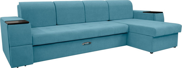 Изображение товара Диван угловой Сириус Лидер-13 с оттоманкой НПБ 330x165 (Eva 29 велюр голубой)