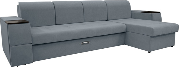 Изображение товара Диван угловой Сириус Лидер-13 с оттоманкой НПБ 330x165 (Eva 32 велюр серый)
