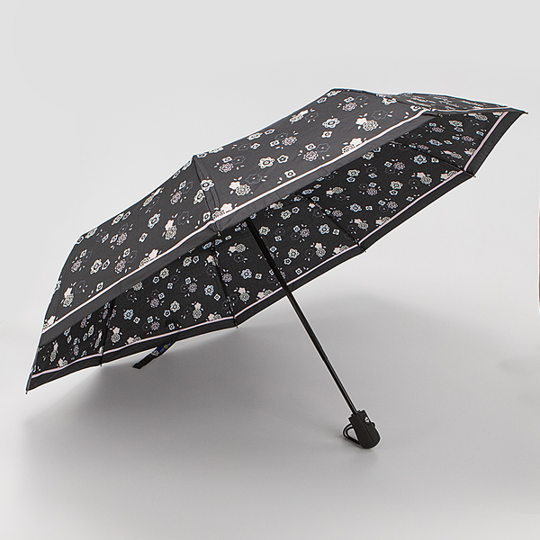 Изображение товара Зонт складной Rain Berry 734-21326.1 (черный/цветы)