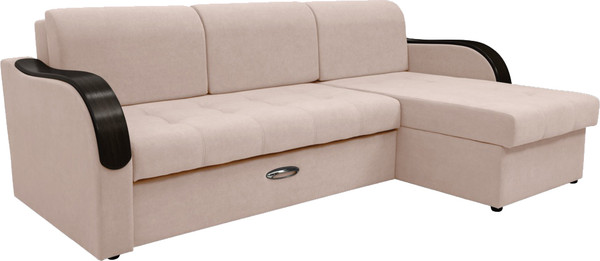 Изображение товара Диван угловой Сириус Лидер-1 c оттоманкой НПБ 260x165 (Eva 01 велюр белый)