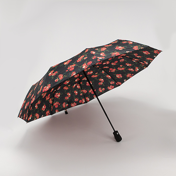 Изображение товара Зонт складной Rain Berry 734-23588.1 (черный/цветы)