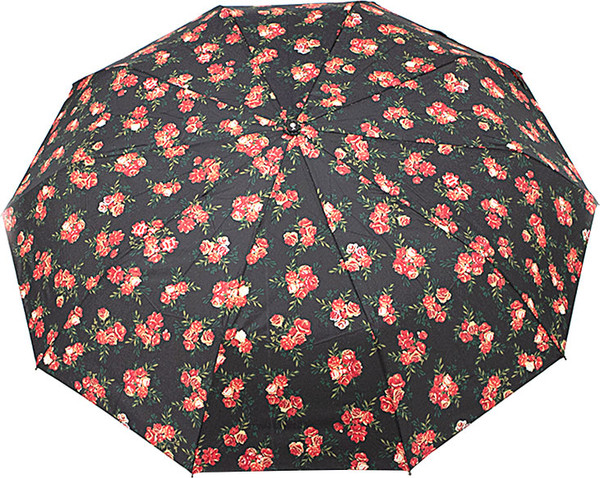 Изображение товара Зонт складной Rain Berry 734-23588.1 (черный/цветы)