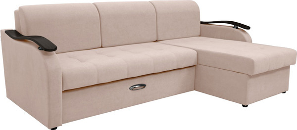 Изображение товара Диван угловой Сириус Лидер-2 с оттоманкой ППУ 250x165 (Eva 01 велюр белый)