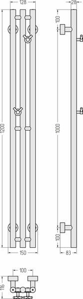 Изображение товара Полотенцесушитель водяной Сунержа Терция Pro 1200x100 / 30-0444-1210 (матовый белый)