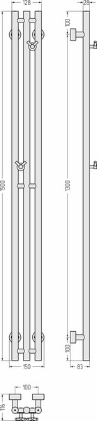 Изображение товара Полотенцесушитель водяной Сунержа Терция Pro 1500x100 / 31-0444-1510 (матовый черный)