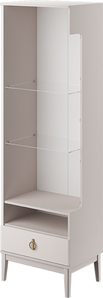 Изображение товара Шкаф с витриной Bravo Мебель Фарго 1-дв. Левый ЛДСП (персидский жемчуг/лак льняной)