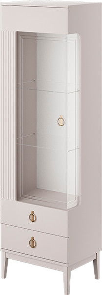 Изображение товара Шкаф с витриной Bravo Мебель Фарго 1-дв. Левый ЛДСП (персидский жемчуг/лак льняной)