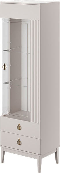 Изображение товара Шкаф с витриной Bravo Мебель Фарго 1-дв. Правый ЛДСП  (персидский жемчуг/лак льняной)