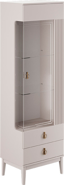 Изображение товара Шкаф с витриной Bravo Мебель Фарго 1-дв. Правый ЛДСП  (персидский жемчуг/лак льняной)