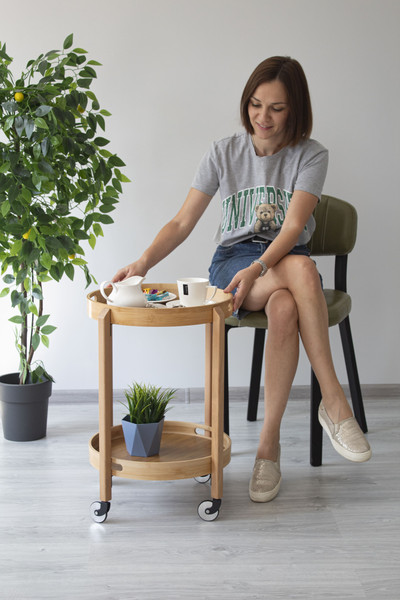 Изображение товара Сервировочный столик Sheffilton SHT-CT63 (прозрачный лак/дерево)