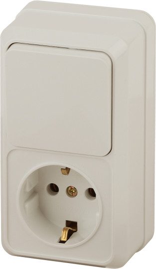 Изображение товара Блок выключатель+розетка INTRO Quadro 2-705-02 / Б0053884 (слоновая кость)