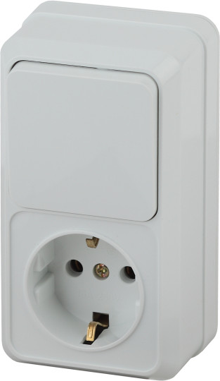 Изображение товара Блок выключатель+розетка INTRO Quadro 2-705-01 / Б0053882 (белый)