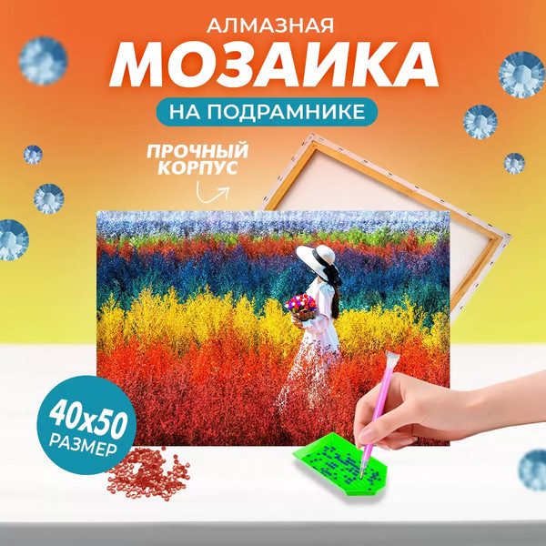 Изображение товара Набор алмазной вышивки Solmax&Creators Девушка на лугу / SM98457