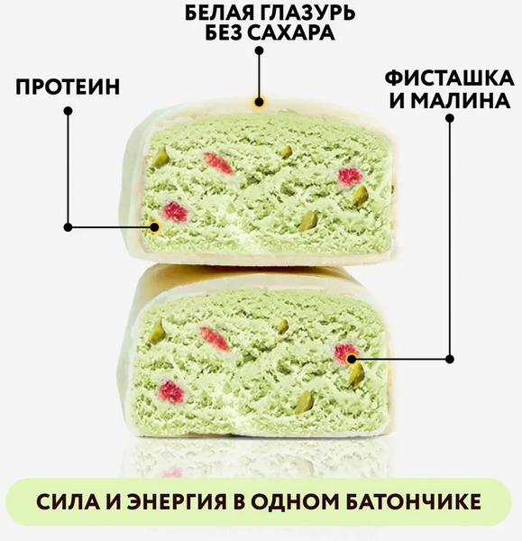 Изображение товара Протеиновый батончик FitnesShock Фисташка-малина (12x40г)