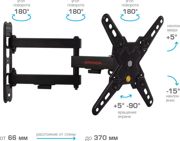 Изображение товара Кронштейн для телевизора ARM Media Mars-8 (черный)