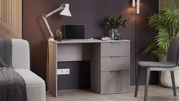 Изображение товара Письменный стол ТриЯ Графит (глиняно-серый/холст латте)