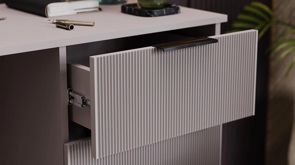 Изображение товара Письменный стол ТриЯ Графит (глиняно-серый/холст латте)