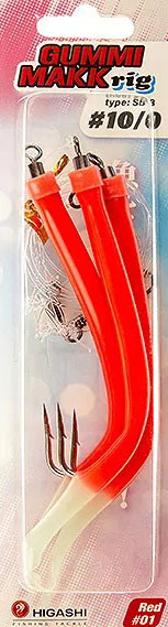 Изображение товара Комплект оснастки для приманки Higashi Gummi Makk rig SB3 01 Red 10-0 / 05060_3703