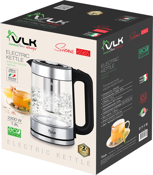 Изображение товара Электрочайник VLK Siena-6565 (черный/стальной)