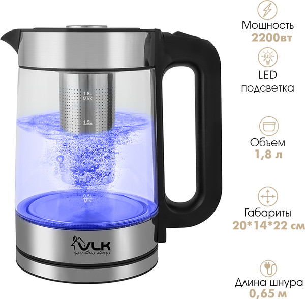 Изображение товара Электрочайник VLK Siena-6565 (черный/стальной)