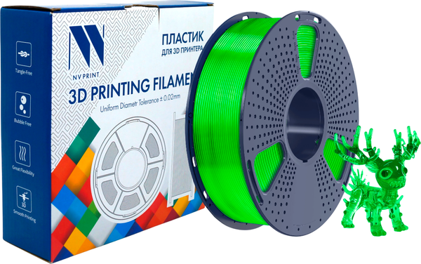 Изображение товара Пластик для 3D-печати NV Print NV-3D-PLA-P-TRANSP-GREEN (1.75мм, 1кг, Trasparent Green)