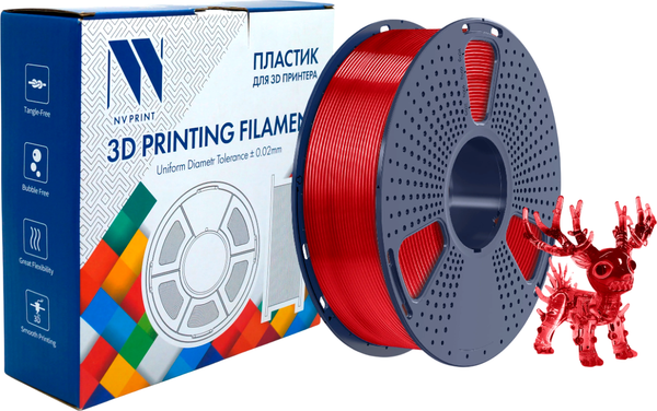 Изображение товара Пластик для 3D-печати NV Print NV-3D-PLA-P-TRANSP-RED (1.75мм, 1кг, Trasparent Red)