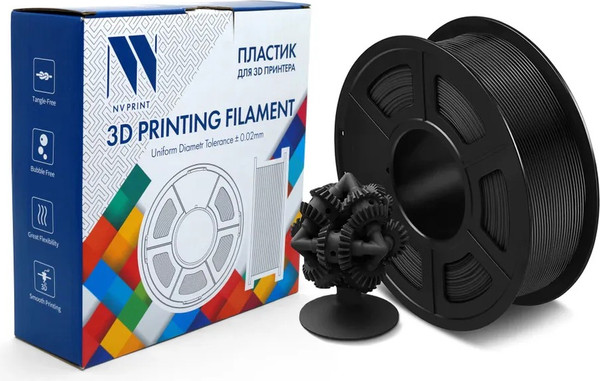 Изображение товара Пластик для 3D-печати NV Print NV-3D-ASA-BLACK (1.75мм, 1кг, черный)