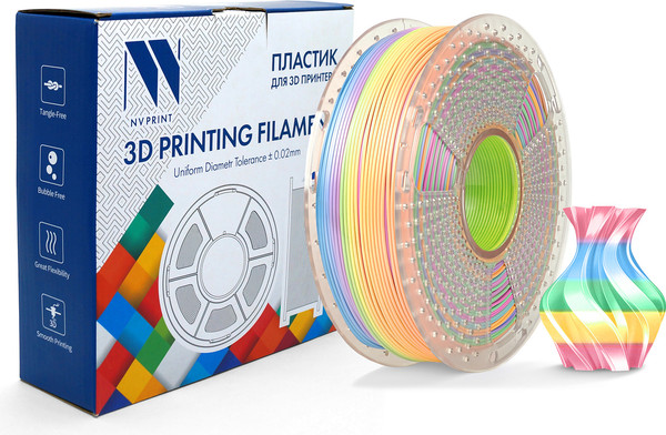 Изображение товара Пластик для 3D-печати NV Print NV-3D-SILK-PLA-P-RAINBOW-04 (1.75мм, 1кг, радужный 04)