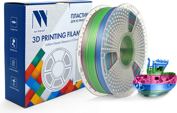 Изображение товара Пластик для 3D-печати NV Print NV-3D-SILK-PLA-P-RAINBOW-06 (1.75мм, 1кг, радужный 06)