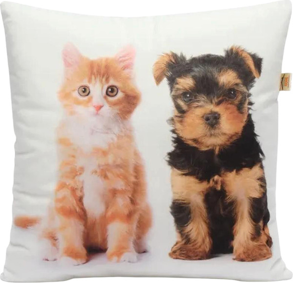 Изображение товара Подушка декоративная MATEX Fantasy Кот и собака / 44-505 (коричневый)
