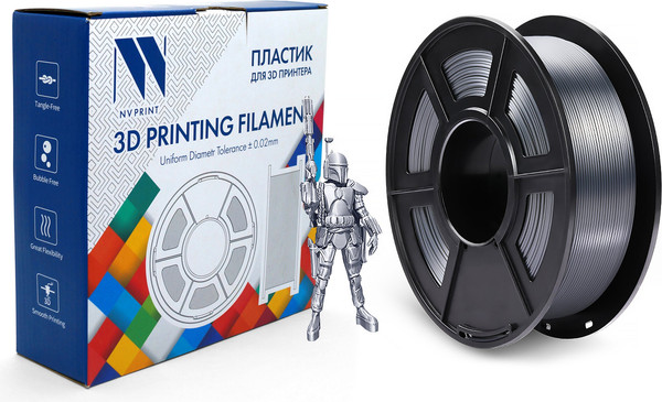 Изображение товара Пластик для 3D-печати NV Print NV-3D-SILK-PLA-P-SILVER (1.75мм, 1кг, серебристый)