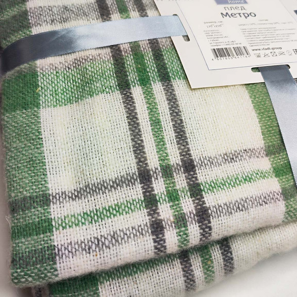 Изображение товара Плед Vladi Метро 4/CANNY 50257 (170x200, белый/серый/зеленый)