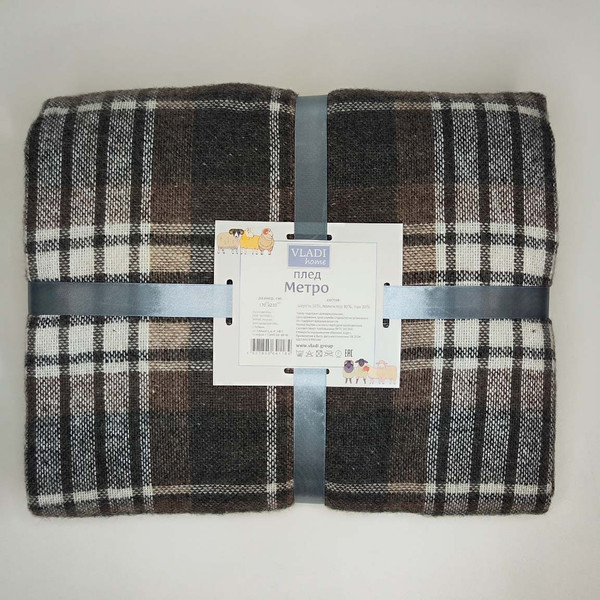 Изображение товара Плед Vladi Метро 4/CANNY 50256 (170x210, белый/серый/коричневый)