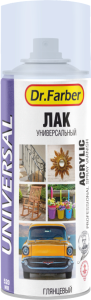 Изображение товара Лак MAV Dr.Farber Акриловый универсальный / 08098-270 (520мл, бесцветный глянцевый)
