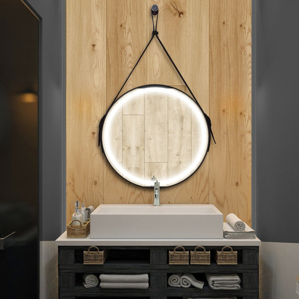 Изображение товара Зеркало Toppus Velvet 51 / 2911.008 (с подсветкой, датчиком на движение, черная кожа)